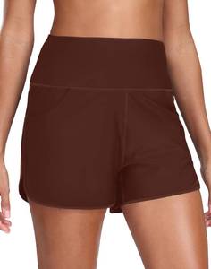 lot 4298 image: Starlemon Womens 3 High Waisted Swim Board Shorts Quick Dry Beach Swimming Shorts for Women with Liner Pockets (Brown, L)