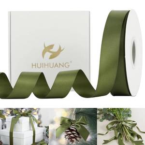 lot 4305 image: HUIHUANG Satin Ribbon 1 inch Moss Green Ribbon 50 Yards Double Face Silk Satin Ribbons for Crafts Christmas Tree Decor Gift Wrapping Bows Bridal Floral Bouquet Wedding Invitation Card Party Decor