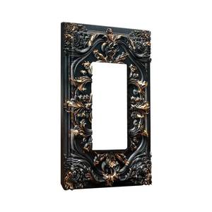 lot 4316 image: Spshian Decorative Outlet Covers Black Gold Flower Elegant 3D Floral Embossed 1 Gang Rocker Light Switch Cover Plate Single Decora Light Switch Covers Wall Plate Faceplate for Bedroom Home Decor