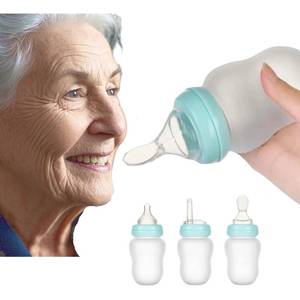 lot 4331 image: SiiMMM Drinking Aids Feeding Cup for Elderly Adults Disabled Patient Maternity Convalescent with three Style Lids straw spoon teat Drink Water Porridge Soup, Flow Control senior liquid Feeder