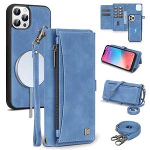 lot 4333 image: BLISLIAR Wallet Case for iPhone 13 Pro Max with Card HolderCrossbody WalletStrap RFID Blocking  Magnetic  Kickstand  Detachable  PU Leather Phone Case for iPhone 13 Pro Max,6.7 in,Sky Blue