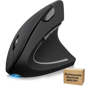 lot 4353 image: TECKNET Ergonomic Mouse Rechargeable Bluetooth - 4800 DPI Vertical Mice 6 Adjustable Levels, Wireless Optical Carpal Tunnel Mouse Right Hand, Multi Device for Laptop, PC, Computer, MacBook - Black