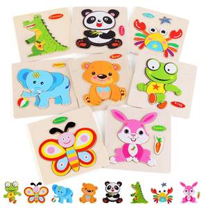 lot 4364 image: Wooden Puzzles for Toddlers 1-3, Pack of 8 Toddler Animal Puzzles Ages 2-4, Montessori Educational Animals Jigsaw Puzzles Christmas Birthday Gift for Baby Girl Boy Ages 1 2 3 4 Year Old