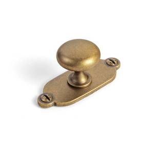 lot 4369 image: Goo-Ki Antique Brass Zinc Alloy Cabinet Knob with Backplate - Single Hole Center Cabinet Pull Hardware for Bedroom, Kitchen, 6 Pack��8611-G013��