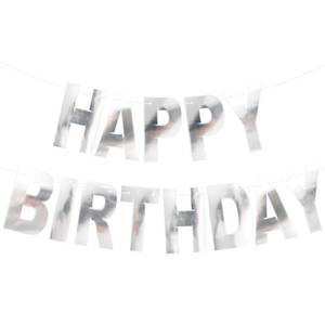 lot 4376 image: JHZMCRX Happy Birthday Banner Sign Birthday Garland Wall Door Banners Flag for Women Men Boys Girls Party Backdrop Decorations, Personalized Letters Name Banners Hanging Decors Shiny Silver