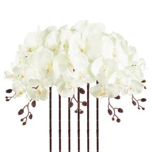 lot 5030 image: ICBOX 41.34 Orchid Artificial Flowers 6PCS Velvet Silk Faux Orchids Long Stem Artificial Flowers for Tall Vase for Home Wedding Party Decoration(Ivory White)