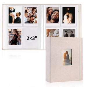 lot 6321 image: vivinin 2PCS Polaroid Photo Album, 2x3 Inch Pockets Mini Photo Album for 104 Pockets Hold 208 Pictures, Linen Hardcover Polaroid Album Book for Photos Family Anniversaries Baby Vacations (Off-white)