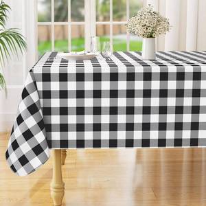 lot 6340 image: misaya Square Waterproof Vinyl Table Cloth, Buffalo Flannel Backed Tablecloth, Wipeable Plastic Table Cover for Dinner, Kitchen, Outdoor (60 x 60, Black and White)