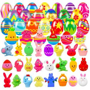 lot 6342 image: A24 Pack Prefilled Easter Eggs with Squishy Toys Inside Bright Colorful Easter Eggs with Fidget Toys Great for Kids Girls Boys Easter Basket Stuffers Eggs Fillers Party Favors Gifts