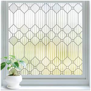 lot 6356 image: SUNBABY Reeded Glass Window Privacy Film, Frosted Glass Window Film for Bathroom & Front Door, Static Cling Decorative 3D Window Stickers Day and Night Privacy Sun Heat Blocking (17.5 x 78.7 Inch)