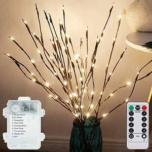 lot 6358 image: Lxcom Lighting LED Branch Lights 3 Pack 20 LEDs Decorative Branches Battery Operated with Timer Brown Willow Twig Lighted Branches Warm White Artificial Twig Lights for Home Party Wedding Decoration