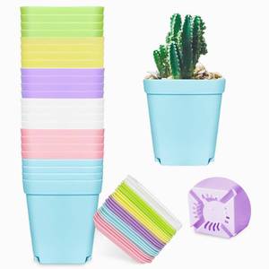 lot 6372 image: A24 Pack 3inch Multi Color Square Plastic Plant Pots,Seedling Nursery Transplanting Planter Container Indoor Outdoor for Your Room,Garden Office and Balcony Decor