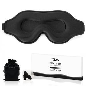 lot 6392 image: Sleep Eye Mask for Men Women, Sleeping Mask for Side Sleeper, Travel Blackout Night Blindfold Eye Shade Cover with Adjustable Strap (Black)