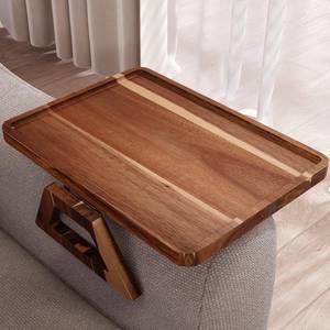 lot 6405 image: Danfoxer Acacia Wood Couch Arm Tray,Folding Sofa Armrest Tray,Couch Arm Table Clip-On Couch Desk for Drinks, Snacks,Phone,Remote Control