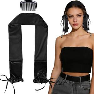 lot 6420 image: Sleepie tie, Heatless Curling Scrunchie Overnight Blowout, Sleep Hair Tie, Heatless Hair Curler Damage-Free, for Sleeping Soft Rollers for Overnight No-Heat Curls Long Hair To Sleep(Black)