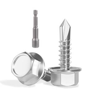 lot 6432 image: VGBUY 150pcs Self Drilling Screws for Metal,#10 x 58 Inch 410 Stainless Steel Self Tapping Sheet Metal Screws,Self Tapping Screws for Metal,Hex Washer Head
