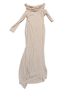 lot 6438 image: Glampunch Off Shoulder Long Sleeve Dress in Beige size L