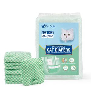 lot 6468 image: Pet Soft Disposable Cat Diapers - Female Dog Diapers for Cats & Dogs in Heat Period or Urine Incontinence, Doggie Diapers Ultra Absorbent Leak-Proof Puppy Diapers 24pcs (Green, XXS)