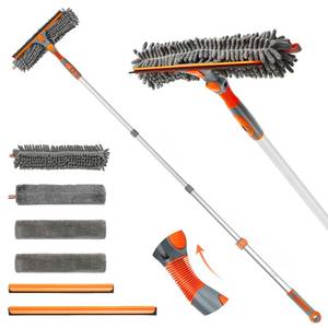 lot 11020 image: Eazer 2-in-1 Window Cleaner Tool, 64 Window Squeegee for Home, Window Cleaning Squeegee Kit with Telescopic Pole, Window Washing Kit with Rotatable Bendable Head(Threaded  Telescopic) - EAW01