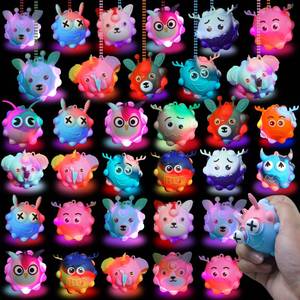 lot 11023 image: 48 Pack Light Up Party Favors for Birthday, Glow in The Dark Party Supplies, Pop Fidget Toys Bulk 3D Stress Ball Toy, Squeeze Toys, Easter Filler, Classroom Prizes Stocking Stuffers for Adults Toddler