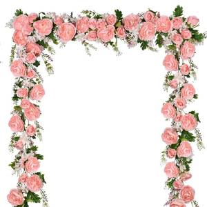 lot 11024 image: DearHouse 2Pack Artificial Peony Flower Garland - Silk Peony Garland with Pink Flowers for Wedding Party Table Decoration,6ftStrand