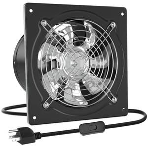 lot 11034 image: HG Power 10 Inch Metal Exhaust Fan with Switch, 988 CFM Powerful Garage Exhaust Fan with Damper, Potable Wall Mount Fan Fume Extractor Ventilation Fan for Shop, Shed, Basement, Chicken Coop, Black