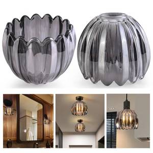 lot 11055 image: GO&SO Small Glass Smoke Grey Tulip Lamp Shades 2 Pcs Flower Art Blown Pendant Lamp Shade,1.65 Top x 4.33 Diameter x 4.13 Height,1.58lb,Replacement Mini Lamp Shade for Table Wall Lamp Chandelier
