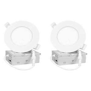 lot 11066 image: EOSMILE 2 Pack 4 Inch LED Recessed Light, Dimmable,2700K 3000K 3500K 4000K 5000K. Canless Wafer Light, 750LM, 9W, 120V, ETL FCC