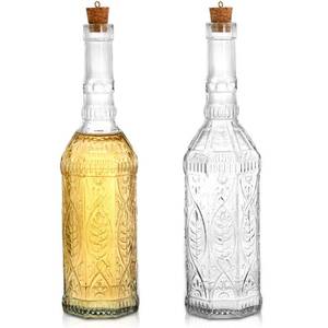 lot 11072 image: Frcctre 2 Pack Vintage Glass Bottles with Cork, 24 Oz Decorative Glass Bottles, Large Wine Oil Vineger Bottle, Decorative Apothecary Glasses Bottle Flower Bud Vases