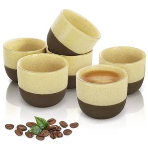 lot 11075 image: DEAYOU Set of 6 Ceramic Espresso Cups, 4.2oz Stackable Japanese Tea Cups, Handleless Chinese Teacup, Thick Walled Demitasse Cups for Espresso Machine, Cafe, Dishwasher & Microwave Safe