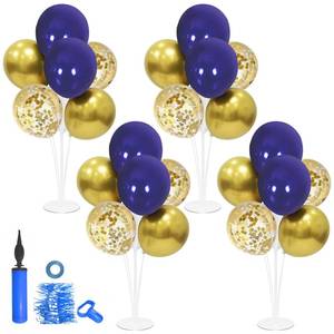 lot 11081 image: ZJDHPTY 4 Set Blue Gold Balloon Stand Balloon Centerpieces Table Decorations for Birthday Wedding Anniversary Retirement New Years Graduation Decorations Class of 2026 (No Ballon��s)