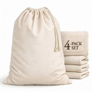 lot 11090 image: Urban Villa Laundry Bags 4-Pack 28x36 Extra-Large Cotton Canvas Heavy Duty Washable Durable Travel Laundry Sacks with Drawstring Closure Reusable Hamper Liners for Dirty Clothes Delicates & Lingerie