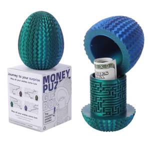 lot 12051 image: Maze Egg Money Puzzle Gift Box Available in 4 Unique Internal Designs - Secret Cash Holder & Surprise Gift Container for Easter, Birthday, Wedding - Fun Brain Teaser Toy for Kids & Adults