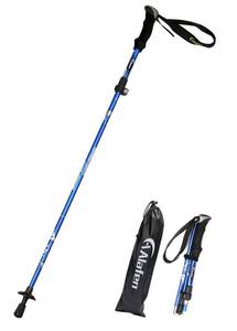 lot 12058 image: A ALAFEN Aluminum Collapsible Ultralight Travel Trekking Hiking Pole for Men and Women (Fits 53 - 62), Single Pole (1 Pack), Blue