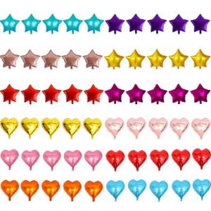 lot 12065 image: USINNOEM 50pcs 5 Heart & Star Foil Balloons (Red, Pink, Purple, Orange, Yellow, Green, Blue, Teal, Pale Blue, Light Blue, White) - Birthday, Graduation - Unisex Adults