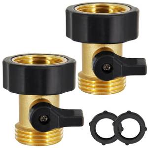 lot 12072 image: Lifynste Heavy Duty Brass Shut Off Valve Garden Hose Connector, 2 Sets