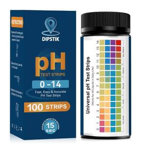 lot 12073 image: pH Test Strips (0-14) -Universal pH Test Paper Test Strips for Drinking Water, Aquarium, Pool, Hot Tub, Spa,100ct Litmus Paper pH Testing Soap Making and Food