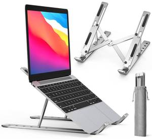 lot 12105 image: ivoler Laptop Stand, Laptop Holder Riser Computer Tablet Stand, 6 Angles Adjustable Aluminum Ergonomic Foldable Portable Desktop Holder Compatible with 10-15.6 MacBook,iPad, HP, Dell, Lenovo Silver