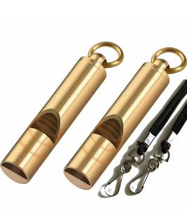 lot 12110 image: Whistle Emergency Auspicfly 2 pc Brass Loud Survival Whistles with Lanyard Hyper Safety Keychain Whistle for Self Defense, Hiking, Skiing, Coach, Boating, Training, Adult