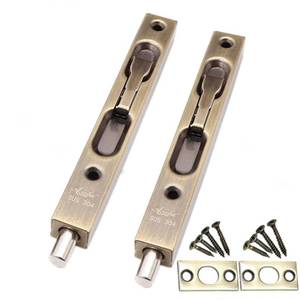 lot 12143 image: szhdxsy 304 Stainless Steel 6 inch(15cm) Security Double Door Lever Action Flush Bolt Latch, French Door Slide Bolt Lock, Bronze (2-Pack)