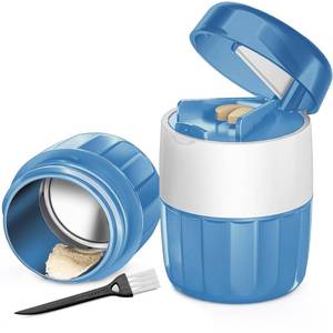 lot 12144 image: DUBSTAR 3-in-1 Pill Crusher Pill Grinder, Pill Crusher Fine Powder with Brush, Pill Crushers for Elderly with Pill Cutter and Storage, Pill Cutter Splitter for Small or Large Pills (Blue) (Used)