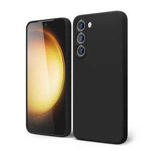 lot 12152 image: oakxco for Samsung Galaxy S23 Plus Phone Case Liquid Silicone, Cute Thin Slim Soft Rubber TPU Plain Smooth Gel Cover for Women Girl Aesthetic Design, Matte Solid Protective & Shockproof Bumper, Black