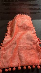 lot 12153 image: Coral Throw Pillow with Pom Pom Trim 1Ft 8in x1ft 2Pack