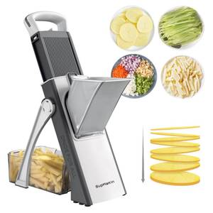 lot 13349 image: SupMaKin Upgrade Safe Mandoline Slicer, Multi Vegetable Chopper, Potato Slicer, Vegetables Slicer Onion Chopper Fry Cutter, Kitchen Chopping Artifact (GrayWhite)