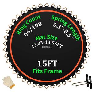 lot 13350 image: DOYUEE Trampoline Mat Replacement-Fits 15FT Trampoline Frame with 96 Rings Fits 5.3-5.7 Springs-Trampoline Mat Diameter 13.56ft(162.8in), (Spring and Frame not Included