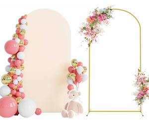 lot 13358 image: Wokceer 6.6 FT Wedding Arch Backdrop Stand and Arch Cover, Metal Arch Stand with Arch Stand Cover for Birthday Party Wedding Ceremony Bridal Baby Shower Event Decor