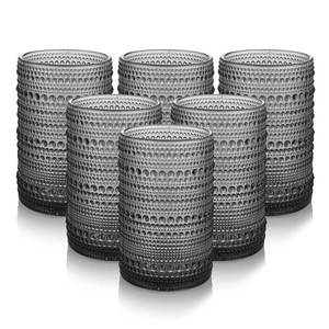 lot 13365 image: HomeVogue Hobnail Drinking Glasses Set of 6,15 oz Vintage Glassware Set Cocktail Glass Set, Embossed Grey Water Tumbler,for Beer, Whiskey,Juice and Various Mixed Drinks (15OZ Grey)