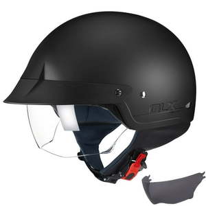 lot 13368 image: GLX M14 Open Face Motorcycle Helmet - Matte Black  Large - DOT Approved