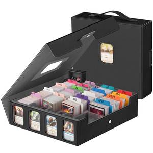 lot 13372 image: 3200 Trading Card Storage Box with Commander Display, 4 Row Card Deck Box with Portable Handle, Compatible for TCGMTGMagic Cards, 30 Colorful Divider, 8 Supporters, US Design Patent (Black&Grey)