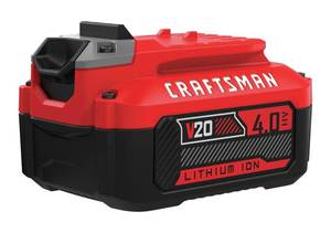 lot 14052 image: CRAFTSMAN V20 Lithium Ion Battery, 4.0-Amp Hour (CMCB204)